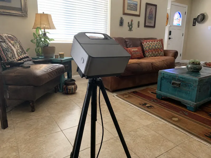 Continuous radon monitor running a 48 hour test inside a Phoenix home